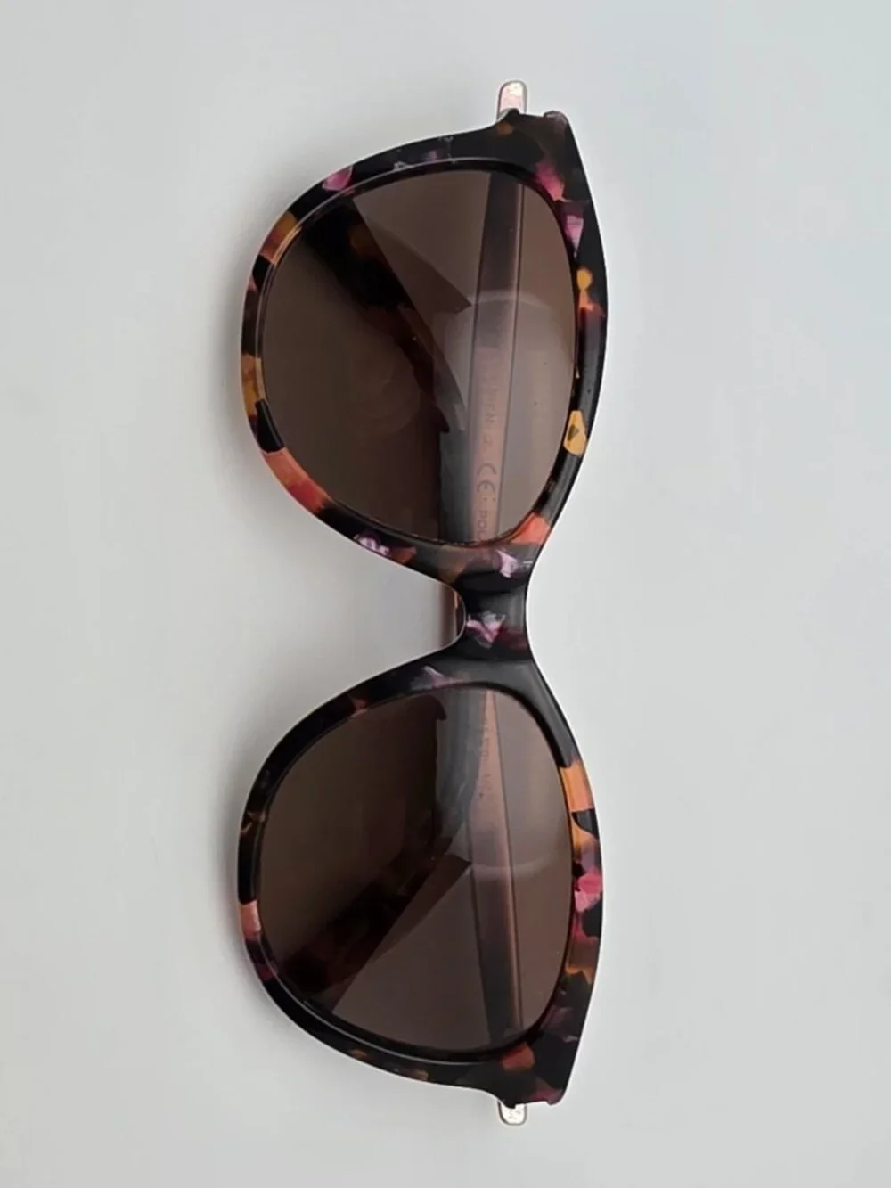 Ralph Lauren RA5201 1457T5 Pink Marble Frame Polarized Brown Cat Eye Sunglasses